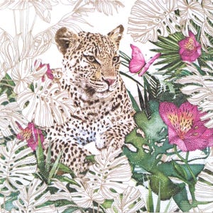 20 Pack Decorative Paper Napkins | Floral Cheetah | Jungle | Crafting Tissue |