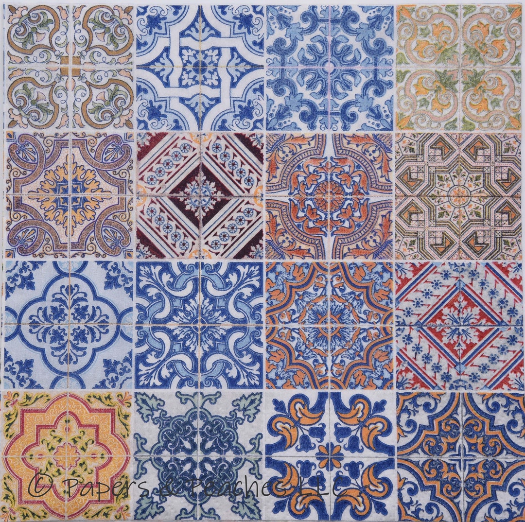 2 Decoupage Napkins Small Mosaic Tiles Paper Napkins Etsy Singapore