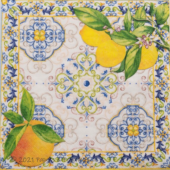 2 Decoupage Napkins Spanish Lemons Paper Napkins Etsy
