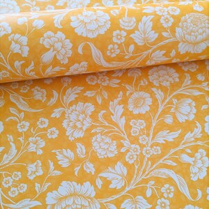 Decorative Gift Wrap | Printed Paper | Flora | Sunny Yellow | One Large Sheet | Italian Quality | #8001 |