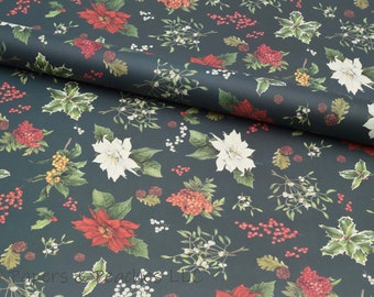 Decorative Gift Wrap | Printed Paper | Christmas Florals | Single Sheet | Italian Quality | #7026 |