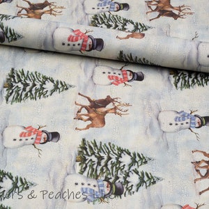 Decorative Gift Wrap | Printed Paper | Snowmen and Reindeers | One Large Sheet | Italian Quality | #7025 |
