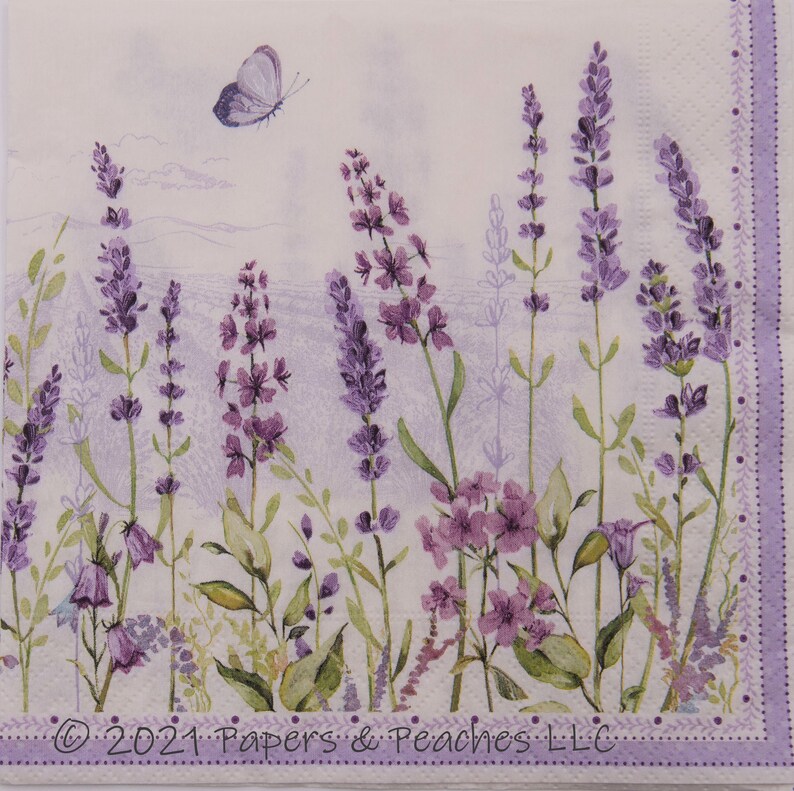 2 Decoupage Napkins Lavender Field Paper Napkin Crafting Etsy