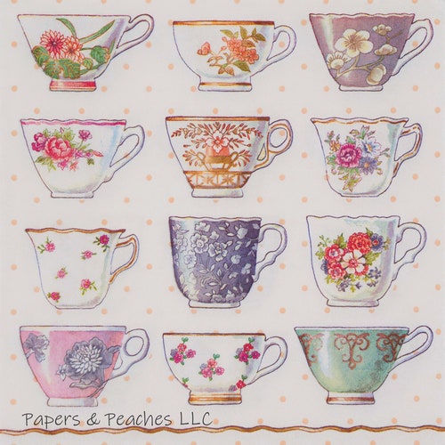 3 Decoupage Paper Napkins English Teacups Crafting Tissue Etsy
