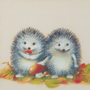 3 Decoupage Napkins | Adorable Hedgehogs | Paper Napkins | Crafting Tissue |