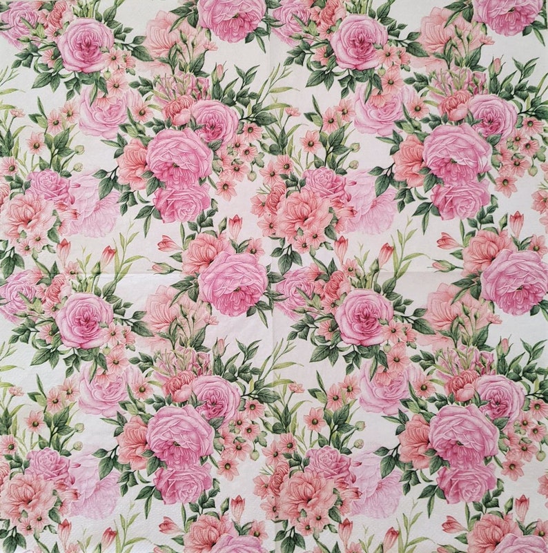 3 Decoupage Paper Napkins English Roses Crafting Tissue Etsy