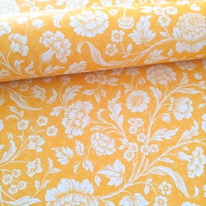 Decorative Gift Wrap | Printed Paper | Flora | Sunny Yellow | One Large Sheet | Italian Quality | #8001 |