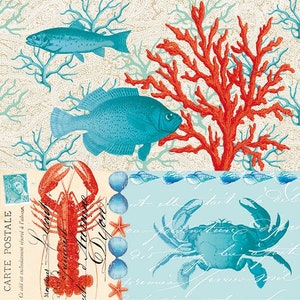 3 Decoupage Paper Napkins | Marine Life | Crafting Tissue |