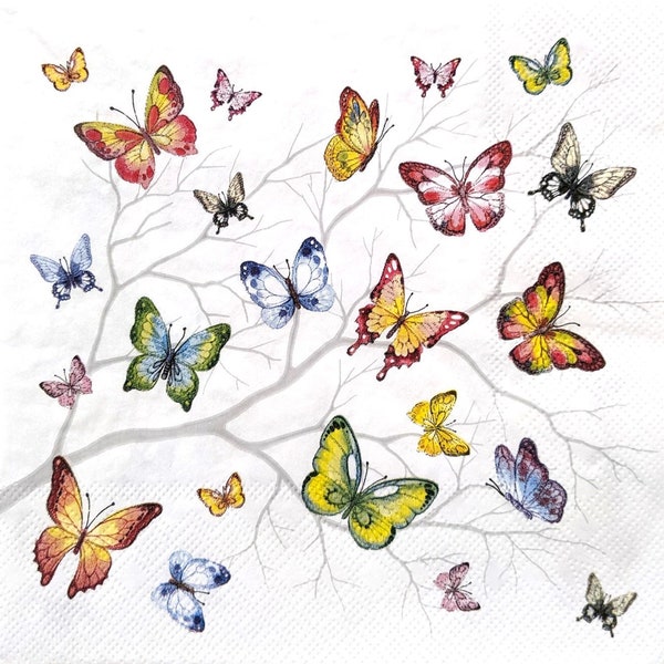 3 Decoupage Paper Napkins | Butterfly Garden | Crafting Tissue |