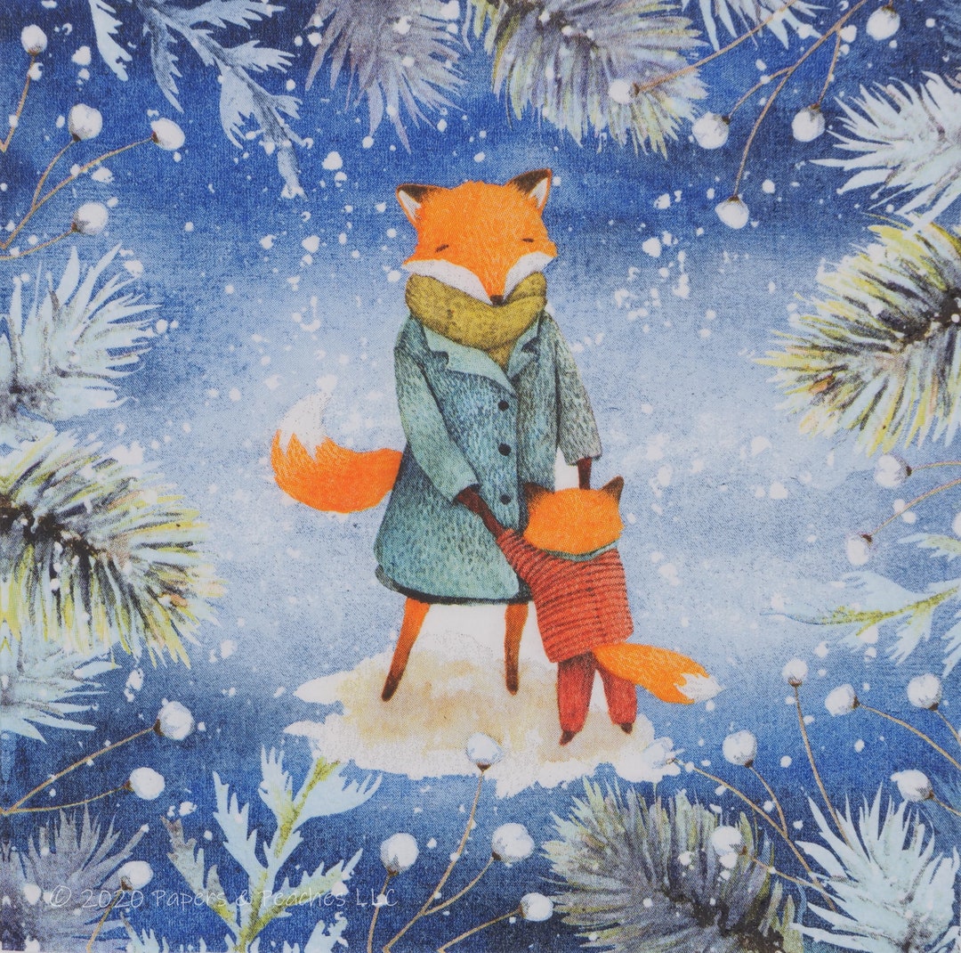 3 Decoupage Paper Napkins Fox Dance Crafting Tissue Etsy