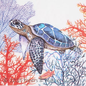 3 Decoupage Paper Napkins | Sea Turtle | Ocean Theme | Crafting Tissue |