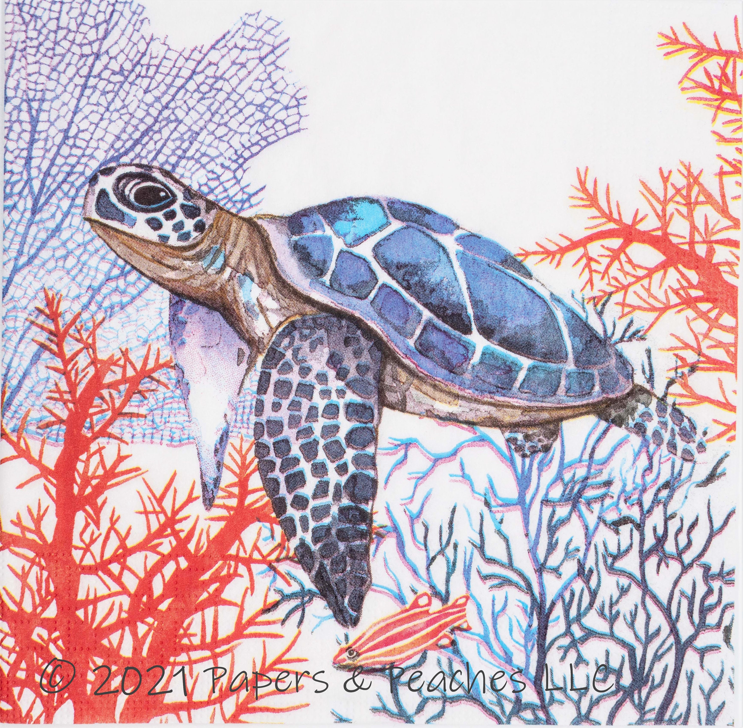 2 Decoupage Napkins Sea Turtle Ocean Theme Paper Napkin | Etsy
