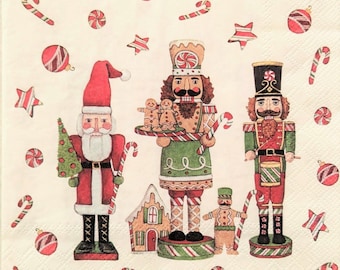 3 Decoupage Paper Napkins | Christmas Nutcrackers | Crafting Tissue |