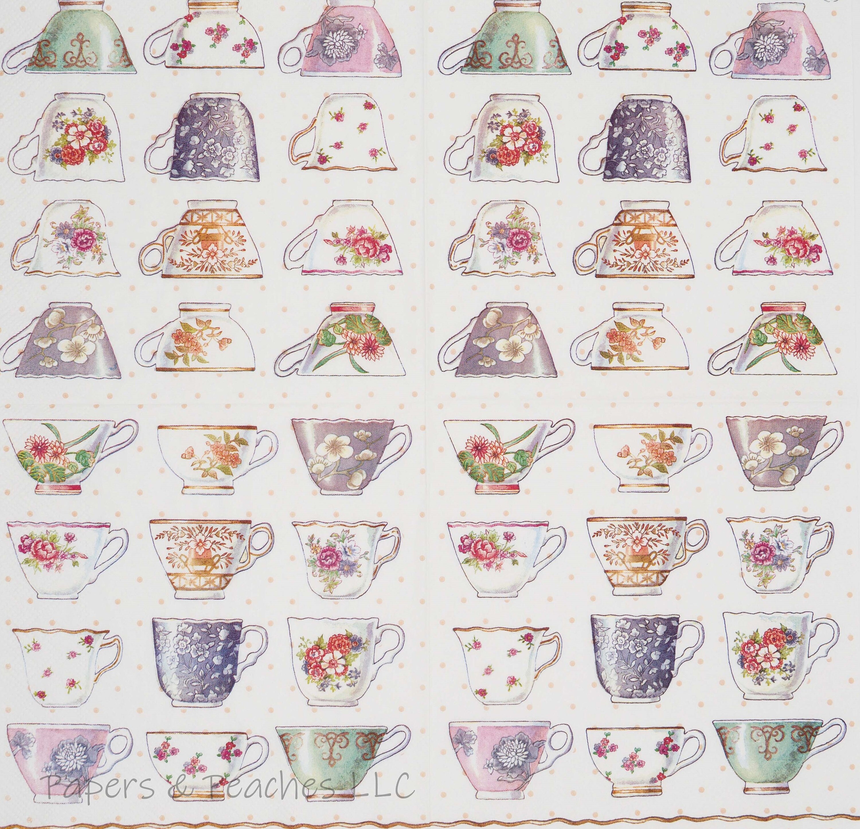 3 Decoupage Paper Napkins English Teacups Crafting Tissue Etsy