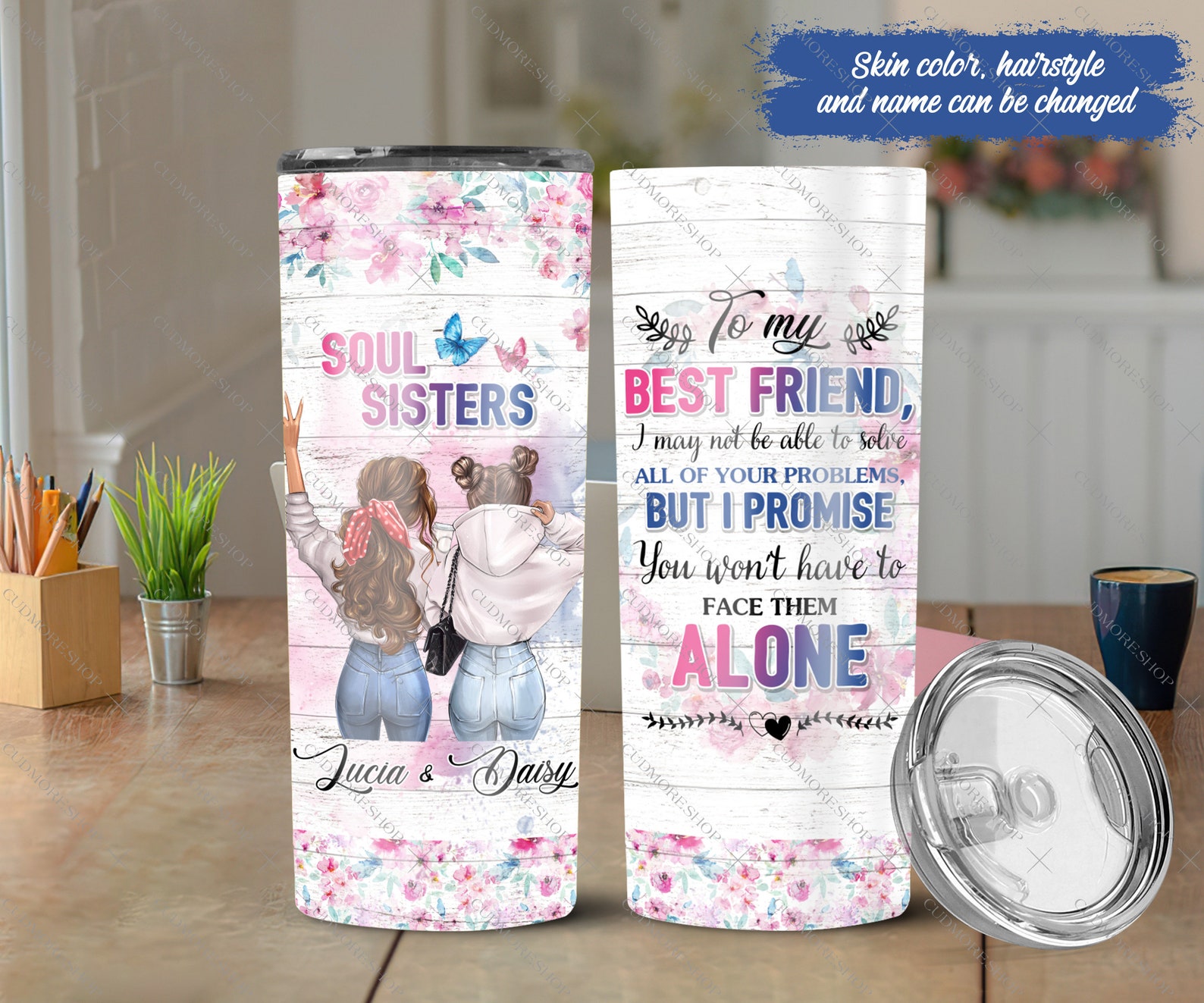 Personalized Bestie Tumbler Bestfriend Soul Sister Birthday Etsy