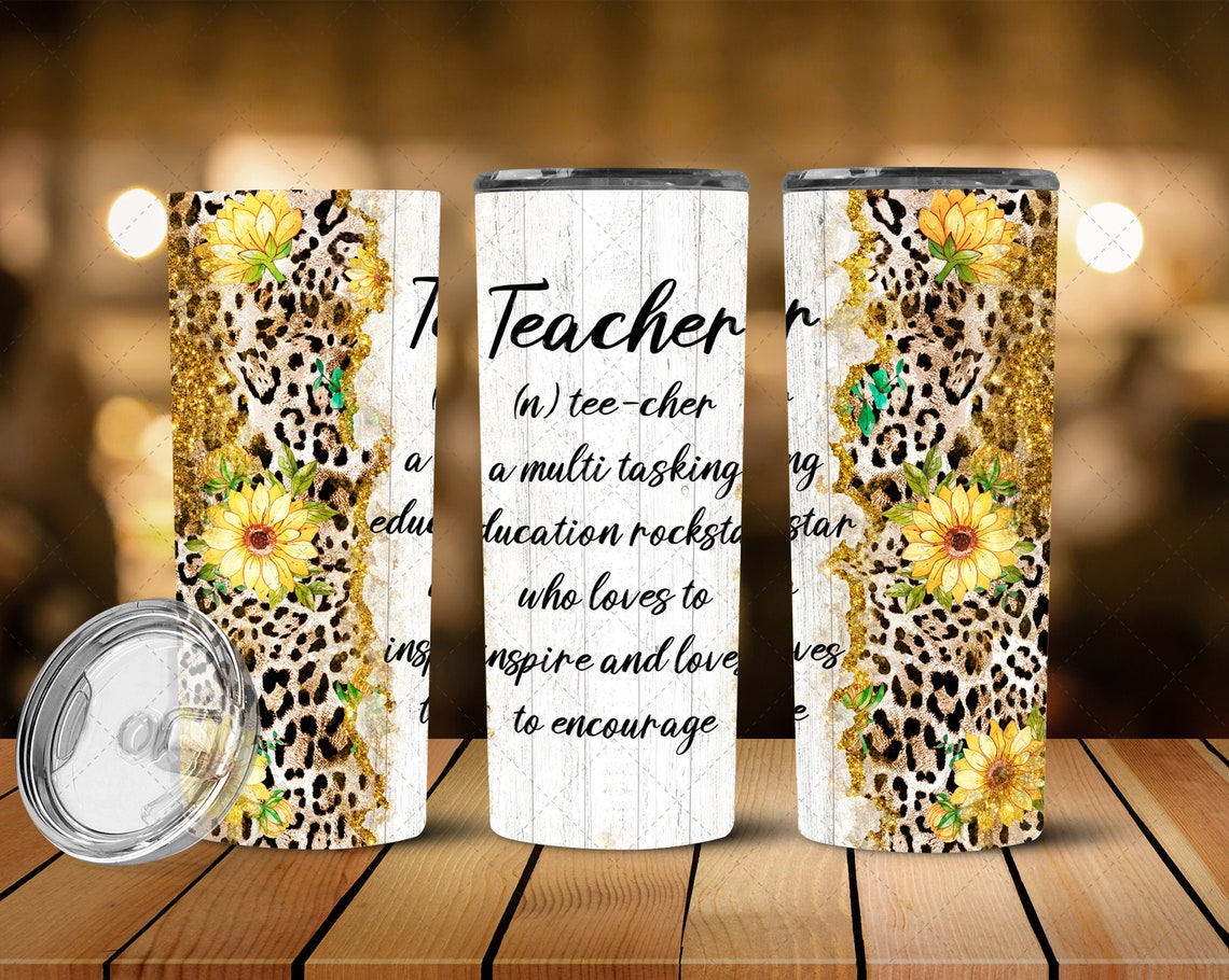 Download Teacher Leopard Sunflower Tumbler PNG Appreciation Gift ...