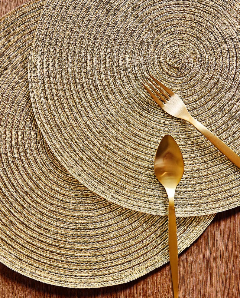 Round Placemats Table Mat Light Brown 15 Diameter Set Etsy