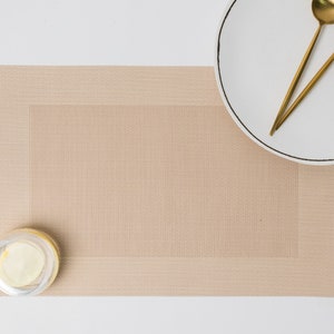 Thick Border Placemat, Double-Sided, Camel & Brown, Set of 4/6/8