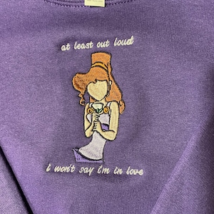 Disney Megara Hercules Embroidered Sweatshirt or Hoodie | Won&#39;t Say I&#39;m in Love