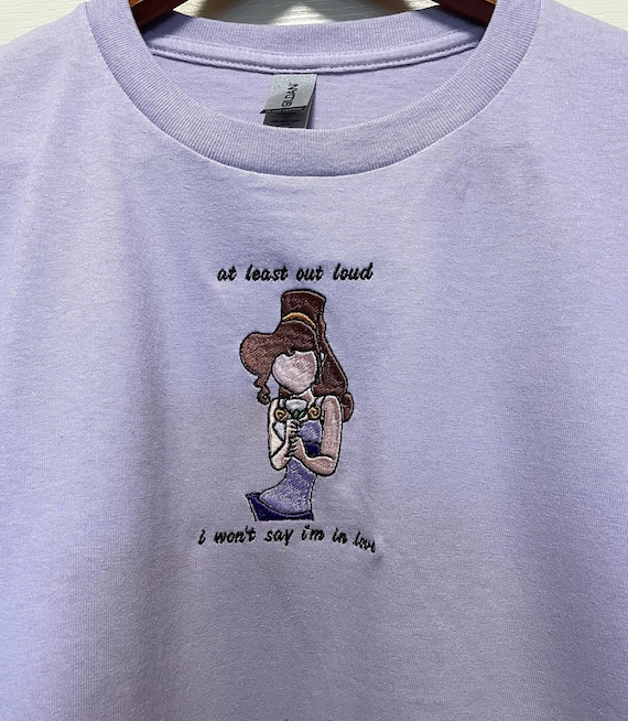 Disney Megara Hercules Embroidered Shirt, Spaghetti Strap, Baby Tee, Racer Tank | Won't Say I'm In Love