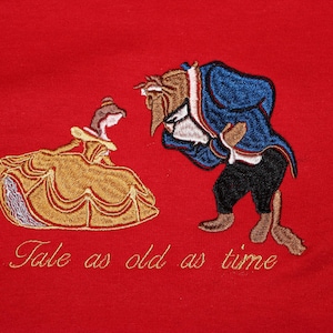 Disney Beauty and the Beast Embroidered Sweatshirt or Hoodie | Tale as old as time | Large Design