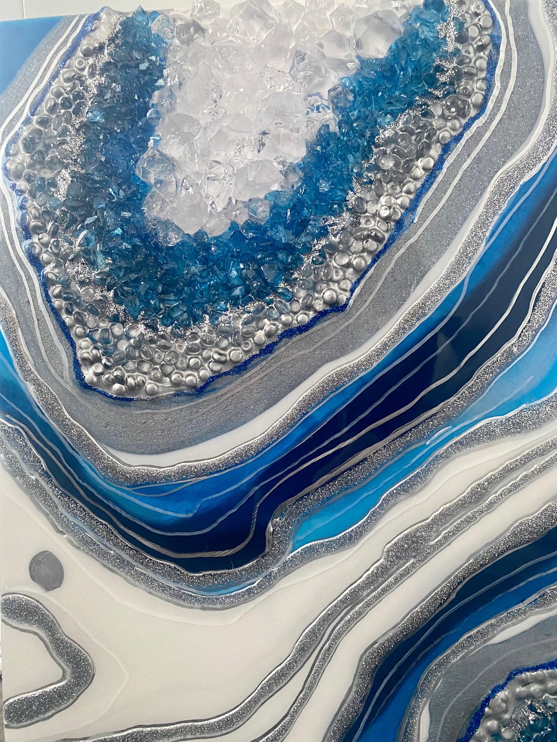 Geode Blue Resin Wall Art Luxury Resin Art Blue Agate Etsy