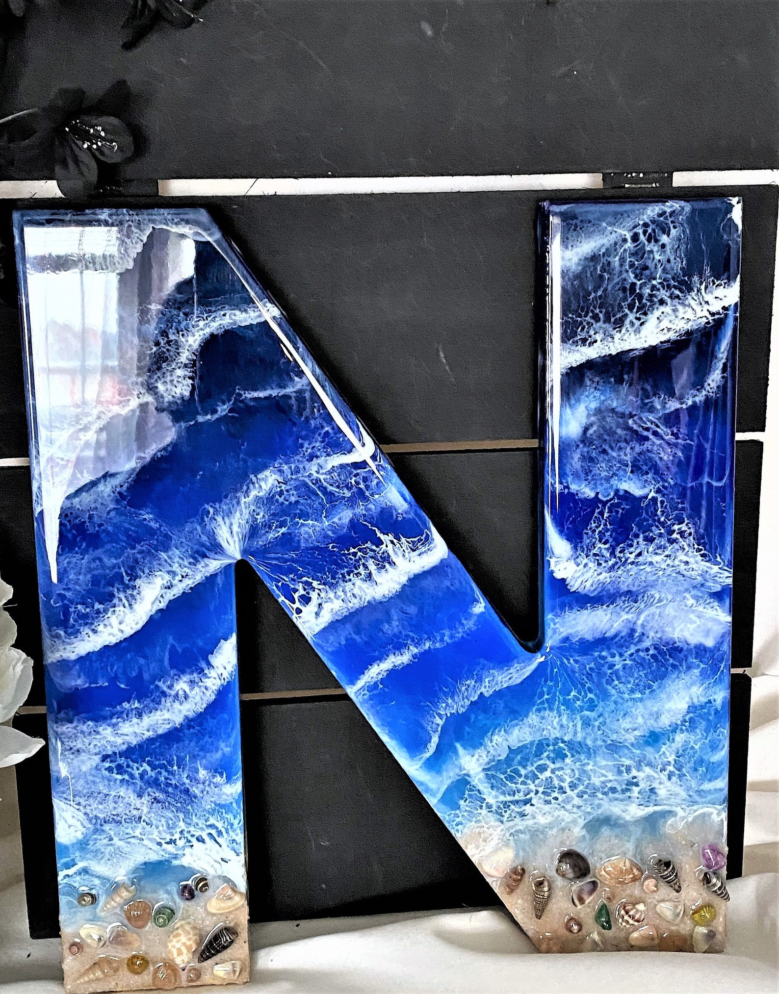 Beach Themed Letters Big Letters Ocean Waves Wall Décor Etsy