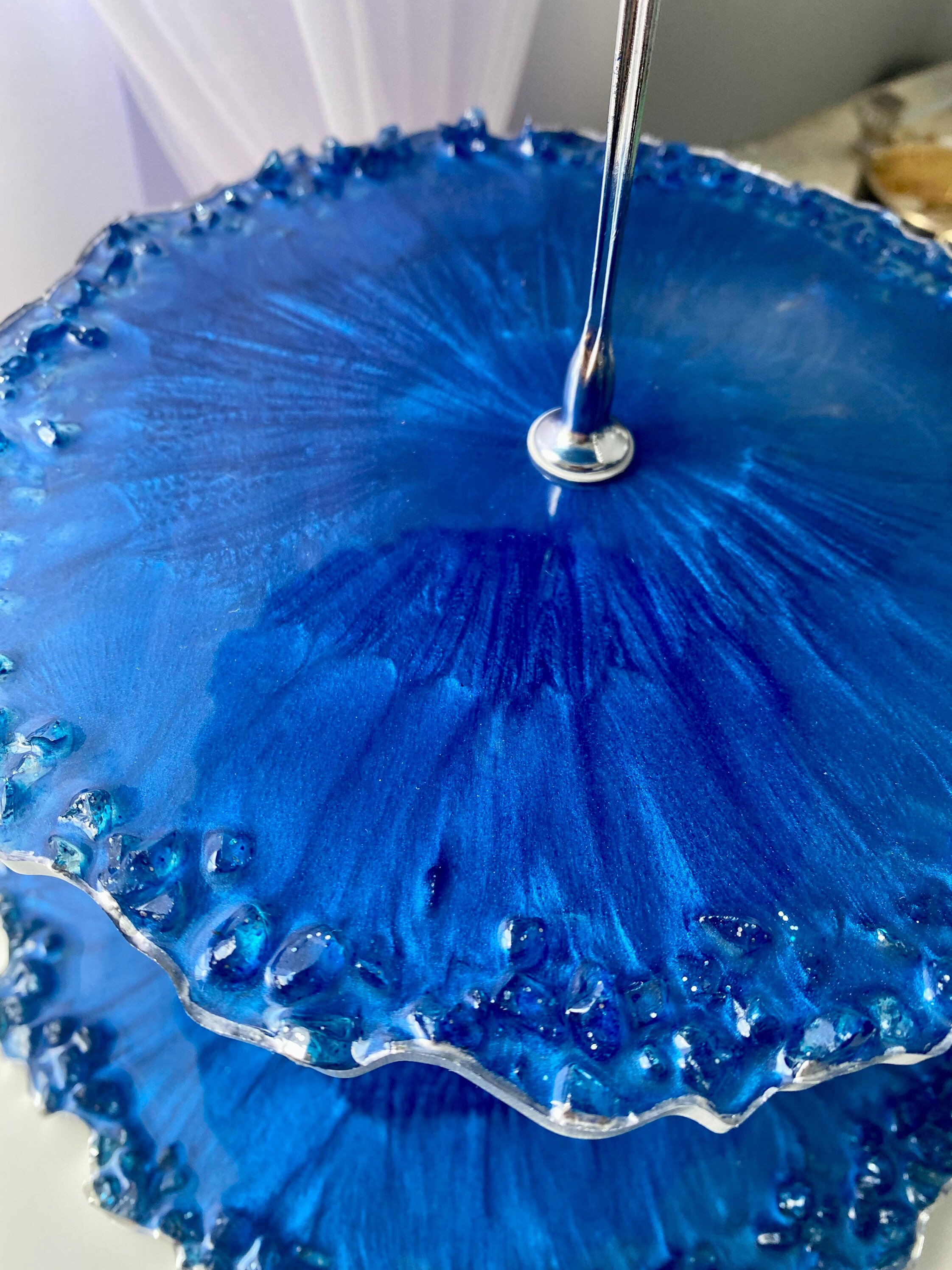 Blue Three Tier Cake Stand Cupcake 3 Tier Tray Stand Resin Etsy