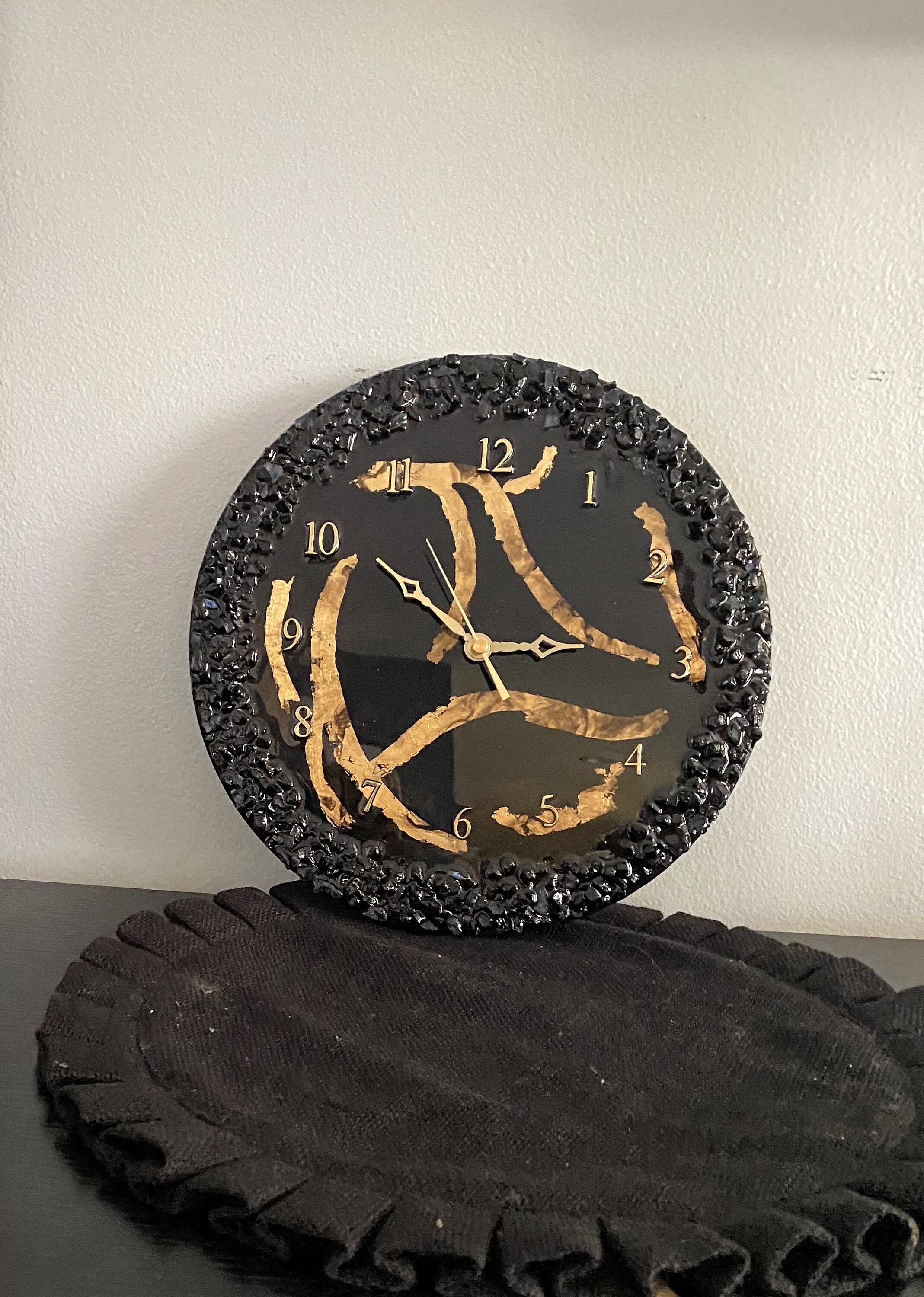 Black and Gold Wall Clock, 12" Resin Round Clock, Elegant Contemporary Wall Clock - Etsy