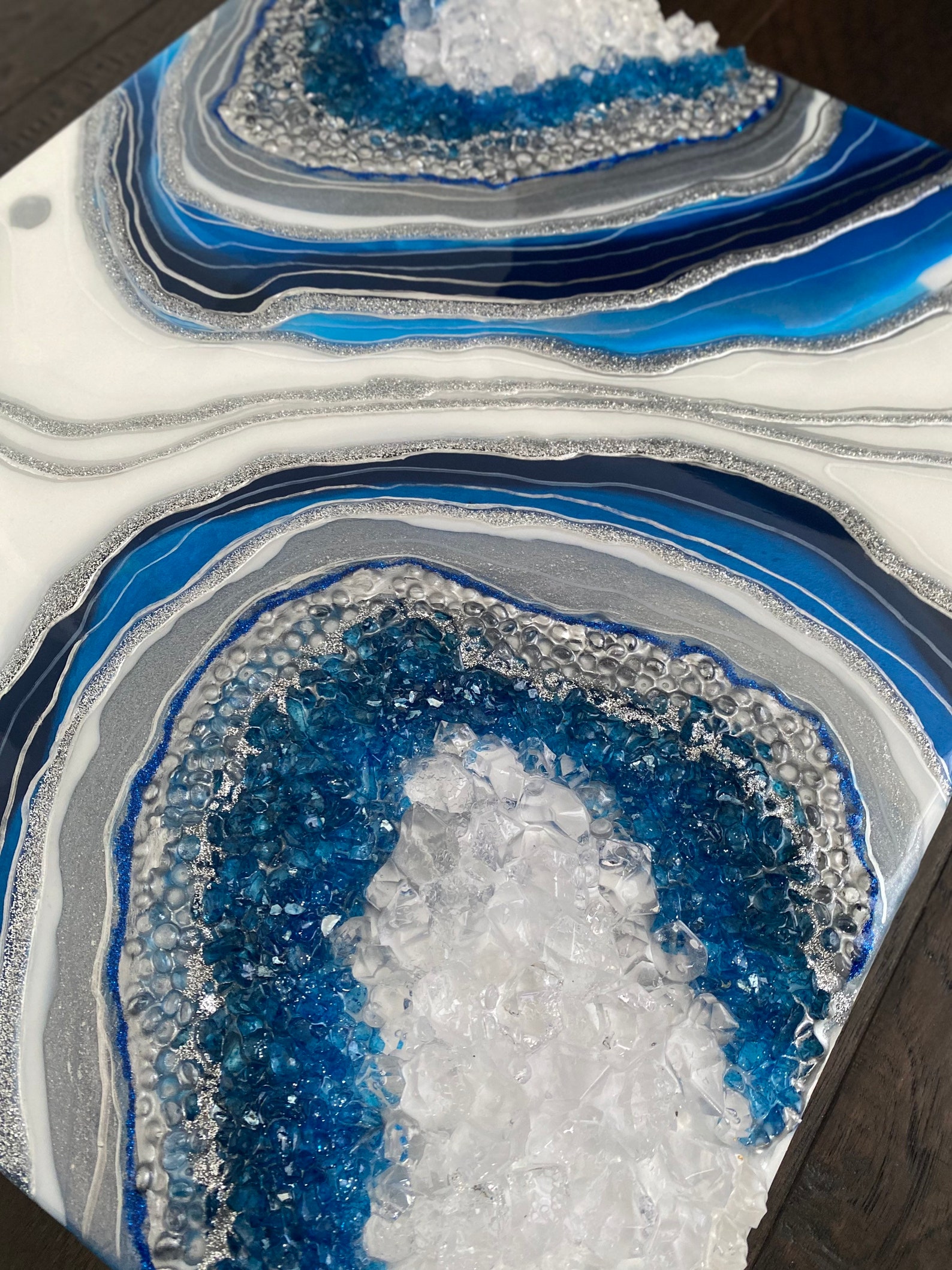 Geode Blue Resin Wall Art Luxury Resin Art Blue Agate Etsy