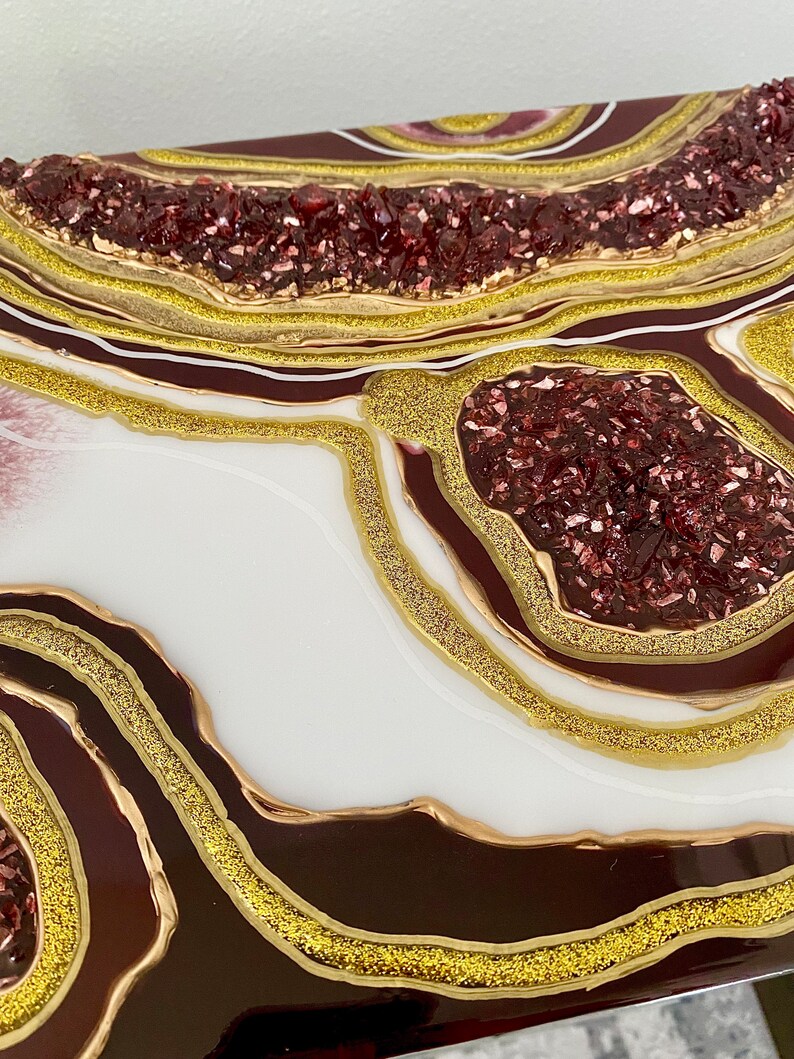 Geode Resin Art Work Burgundy Color Wall Art Agate Geode - Etsy