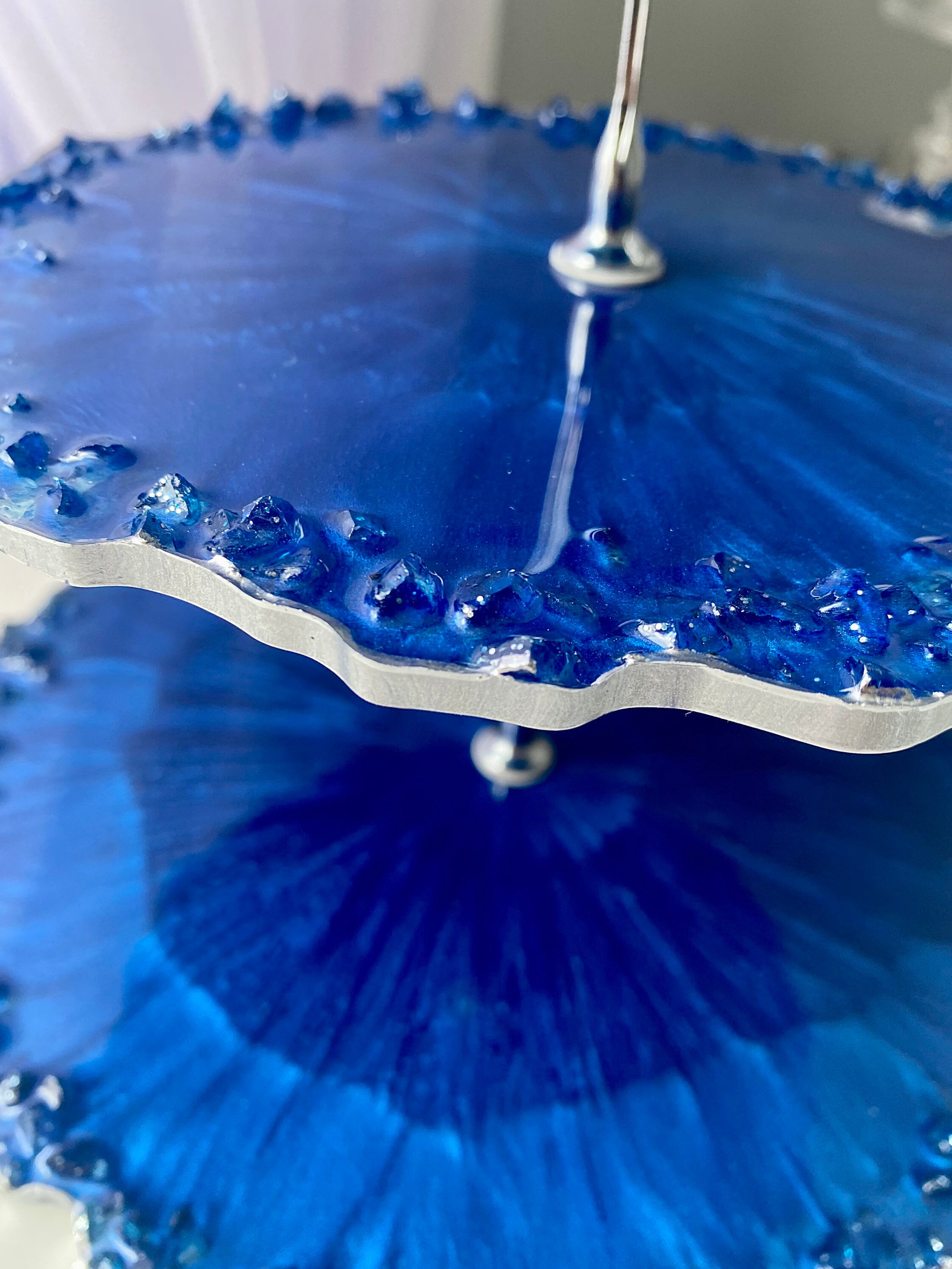 Blue Three Tier Cake Stand Cupcake 3 Tier Tray Stand Resin Etsy