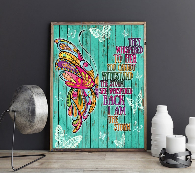 Butterflies Girl They Whispered To Her Wall Art PNG Files Digital Download