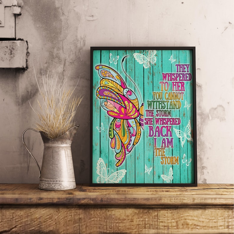 Butterflies Girl They Whispered To Her Wall Art PNG Files Digital Download