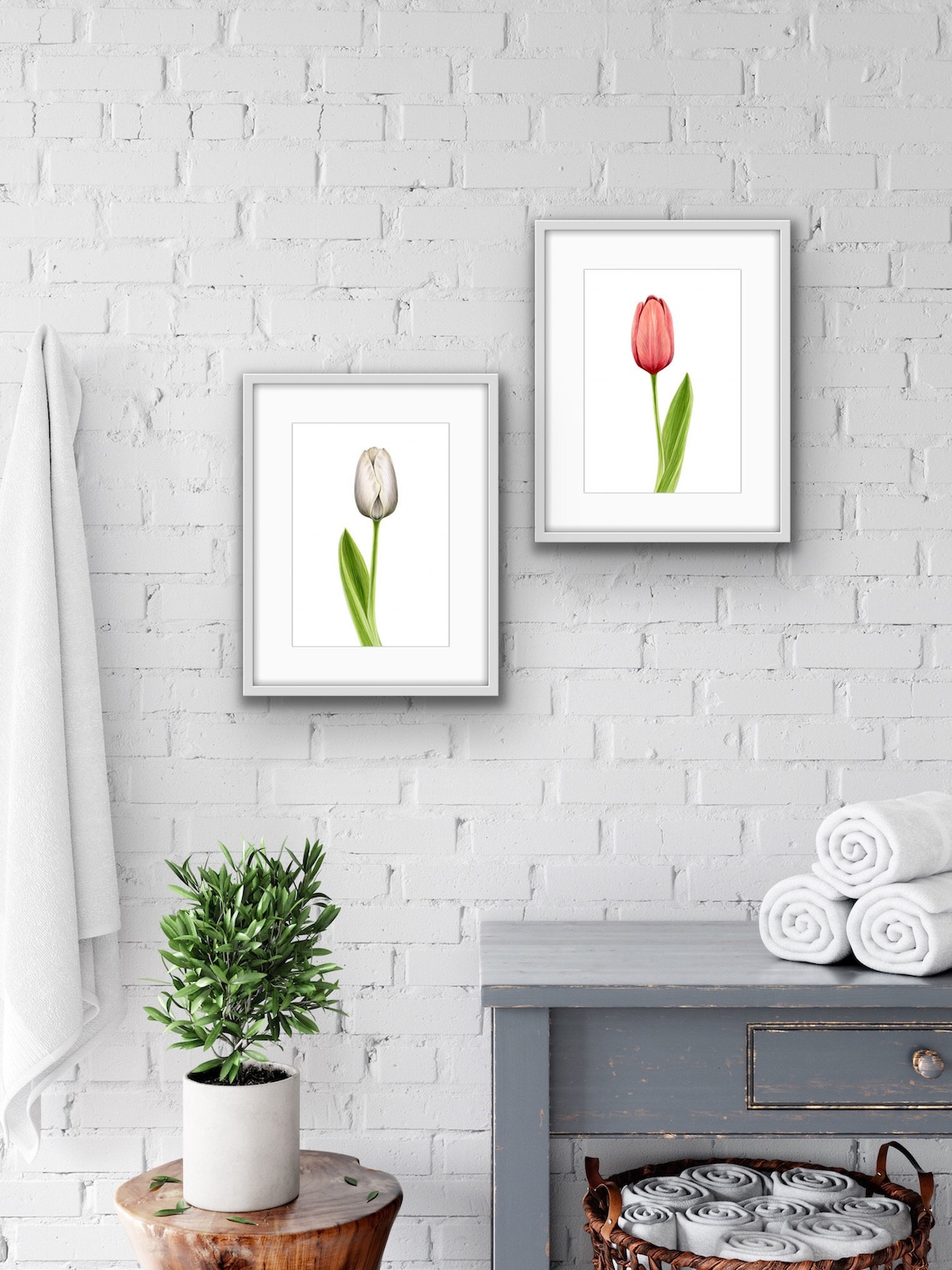 Set of 2 tulip ART PRINTs spring wall decor tulip wall art | Etsy