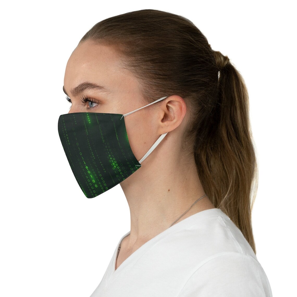 Matrix Green Binary Code Face Mask Etsy