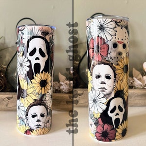 FAST SHIPPING! Floral Killers Scream Michael Myers Jason Horror 20 oz cup!