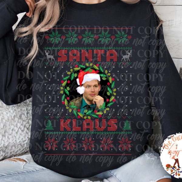 Klaus Mikaelson Santa Klaus Ugly Christmas Sweater PNG Instant Download Vampire Diaries