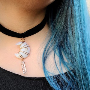 Opalite moon choker
