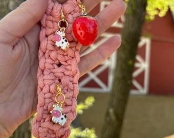 Strawberry Cow Keychain