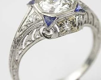 Details about / Real 14k Yellow Gold on 925 Sterling Silver White OEC Vintage Style CZ Ring Gift
