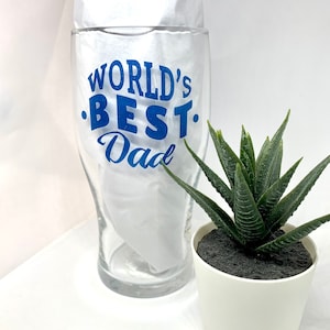 Personalised Beer Glass for Dads, Father’s Day Pint Glass, World’s Best Dad Mug, worlds best dad pint glass, gift for dads from kids