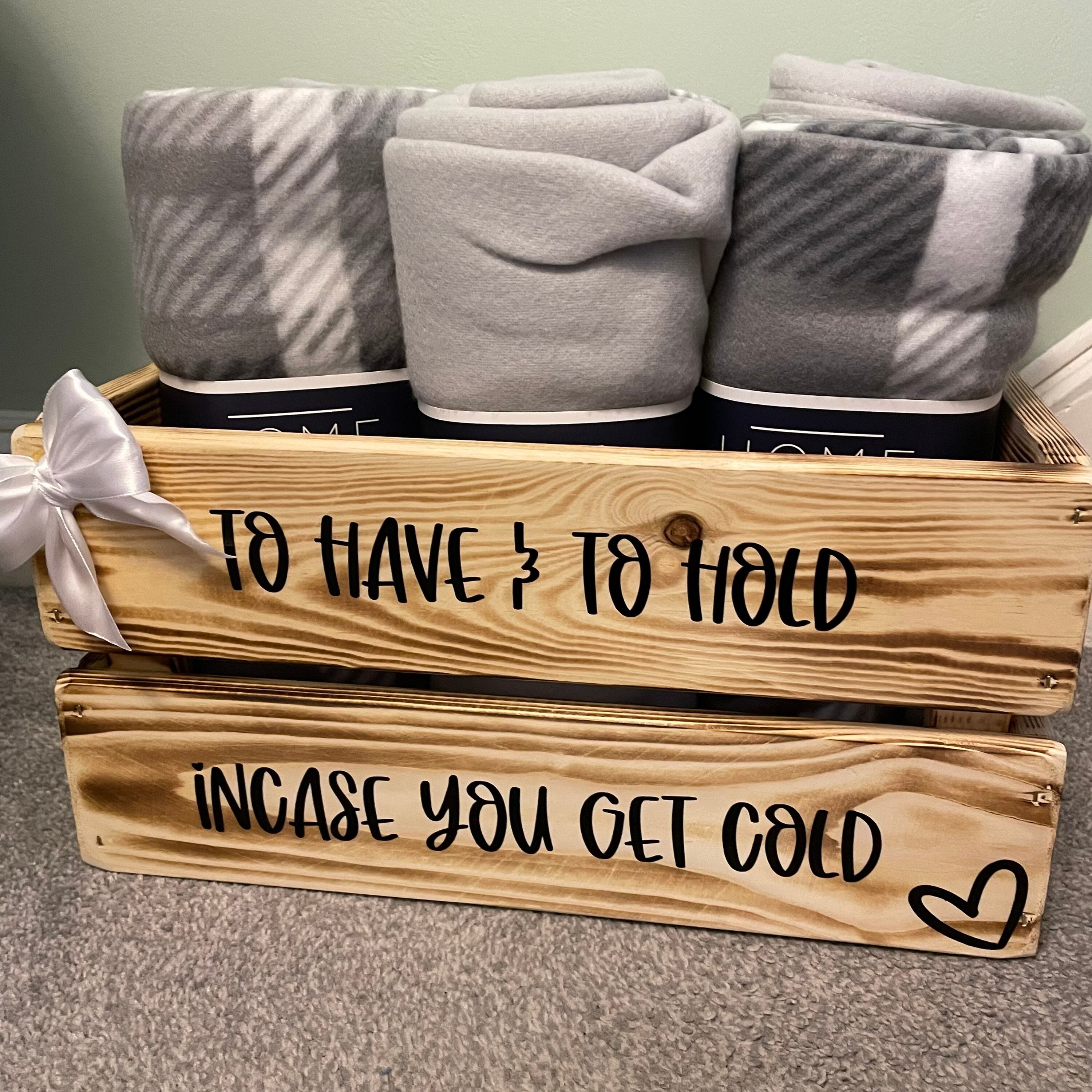 Personalised Wedding Blanket Box Custom Rustic Wedding Crate
