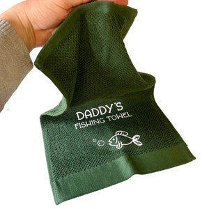 Personalised Fishing Towel, Fisherman Gift for dad, Fathers Day Gift for grandad.