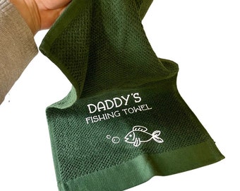 Personalised Fishing Towel, Fisherman Gift for dad, Fathers Day Gift for grandad.