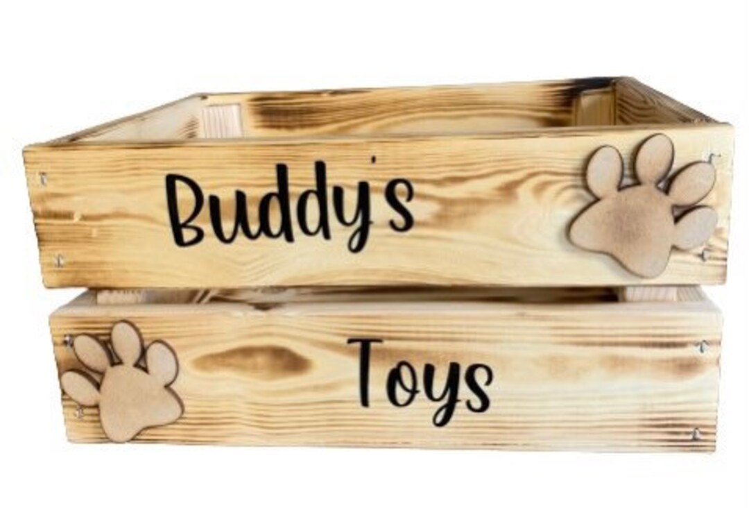 Boîte à jouets personnalisée pour chien, boîte de rangement en bois