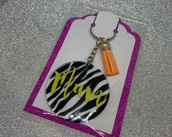 Zebra Print | Mum Keyring | Mother's Day Gift | Present | For Her |