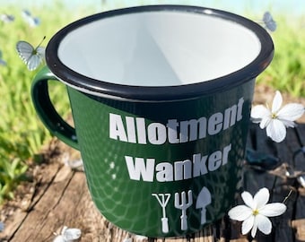 allotment wanker mug, Dark Green or grey Enamel Mug, joke Allotment Gift For man, allotment For Him, Father’s Day Gift