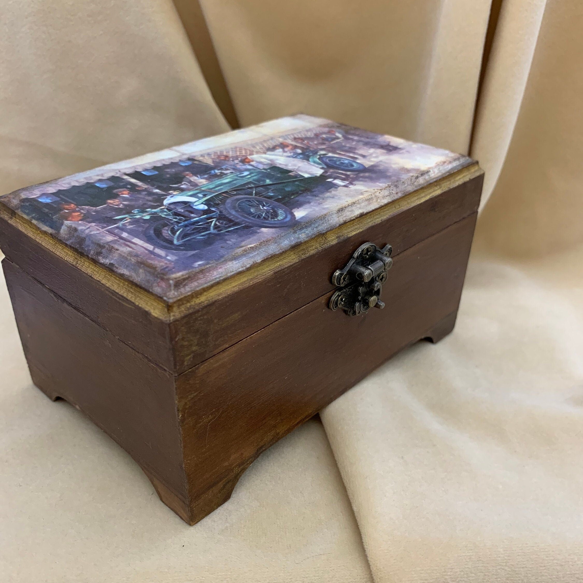 Mens Jewelry Box Antique Wooden Decorative Organizing Fathers Etsy