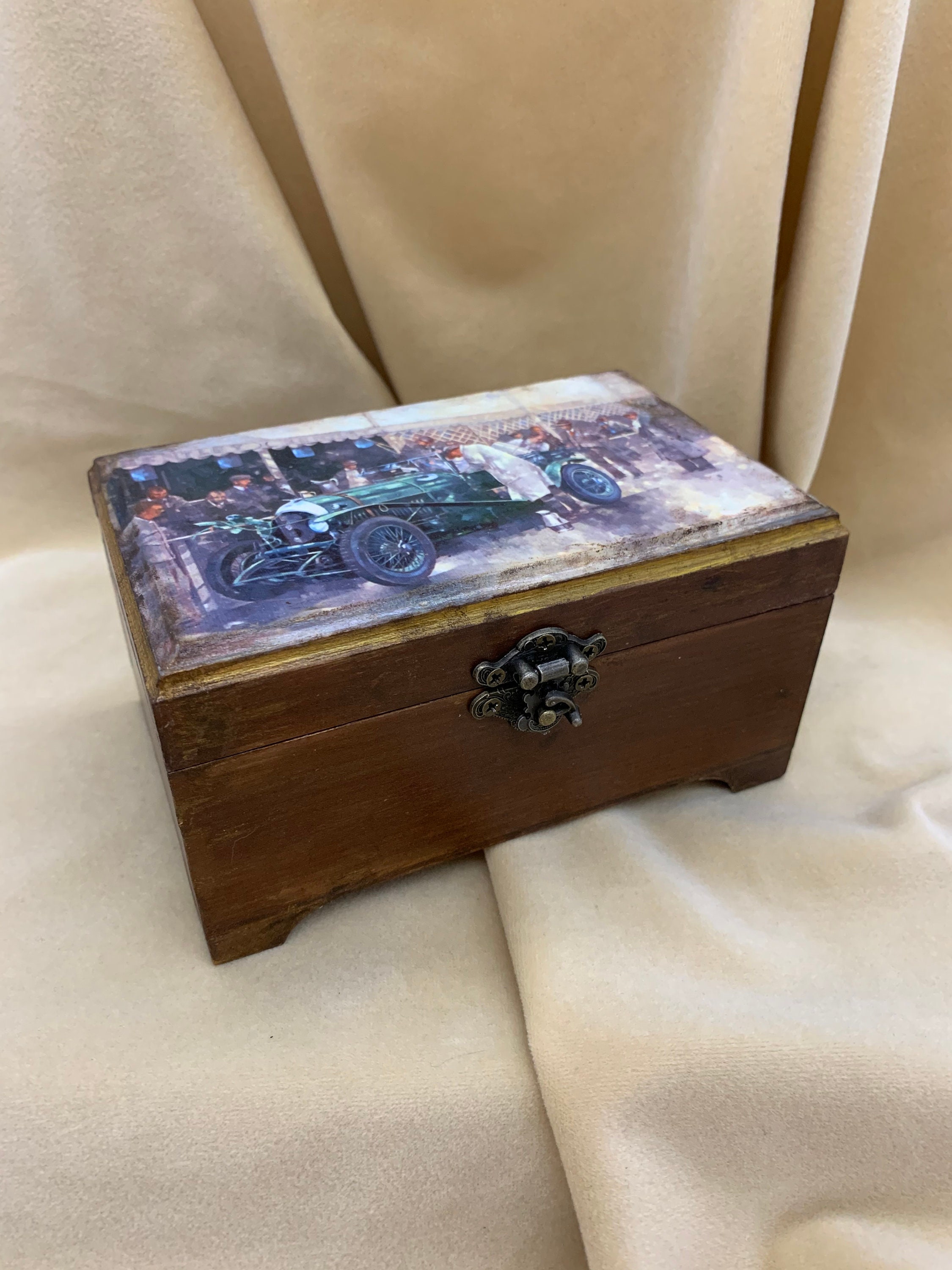 Mens Jewelry Box Antique Wooden Decorative Organizing Fathers Etsy